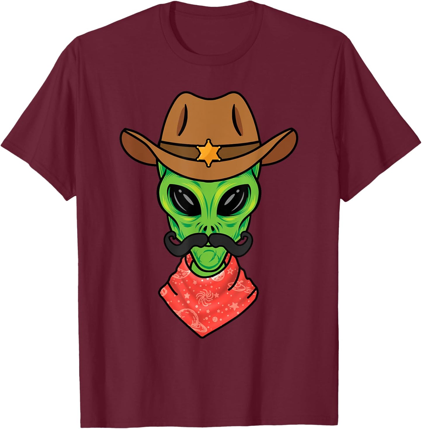 Alien Cowboy for Boys Halloween Sheriff Space Alien Cowboy T-Shirt - T-Shirt | Maroon