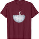 Spaceman mowing the moon with stars gardener, cool space T-Shirt - T-Shirt | Maroon