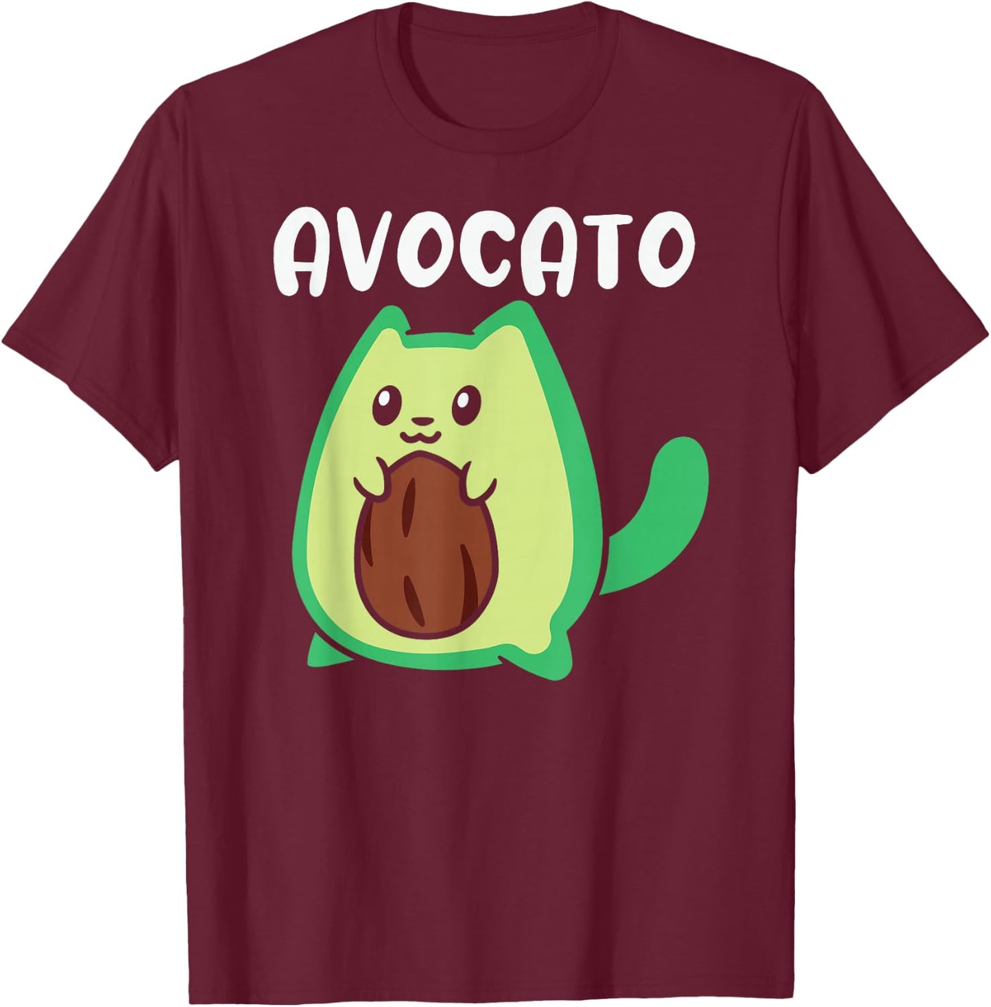 Avocato Funny Cat Lovers Avocado Novelty T-Shirt - T-Shirt | Maroon