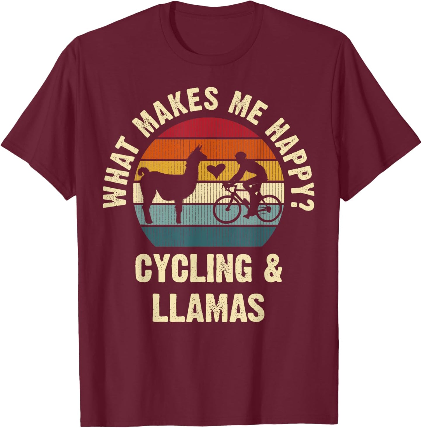 Llama and Cycling Lover Bike Pet Bicycle Vintage Animal Cute T-Shirt - T-Shirt | Maroon
