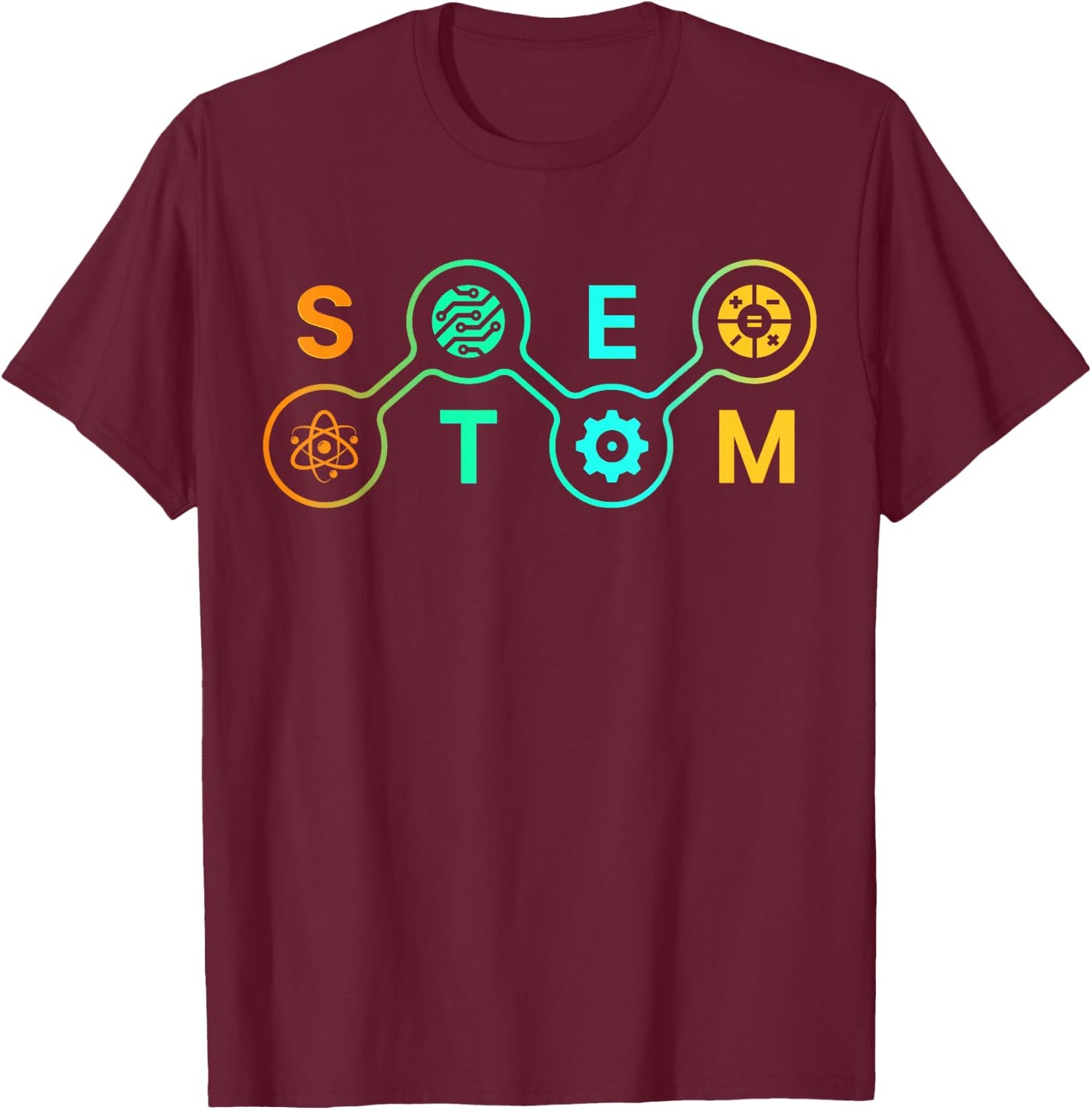 STEM Teacher Science Technology Engineering Math , Black T-Shirt - T-Shirt | Maroon