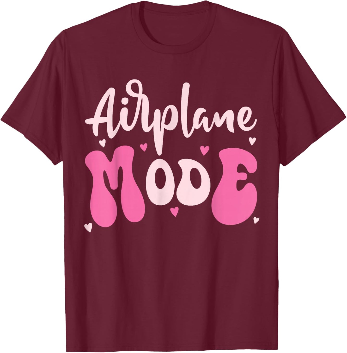 Cute Airplane Mode Travel Graphic Pilot Girl Women Mom Pink T-Shirt - T-Shirt | Maroon