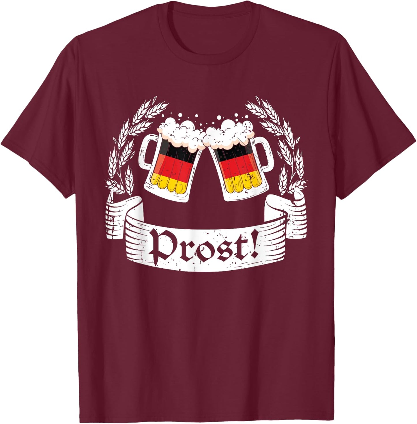 Oktoberfest Shirt Men Women Vintage German Flag Cheers Prost T-Shirt - T-Shirt | Maroon