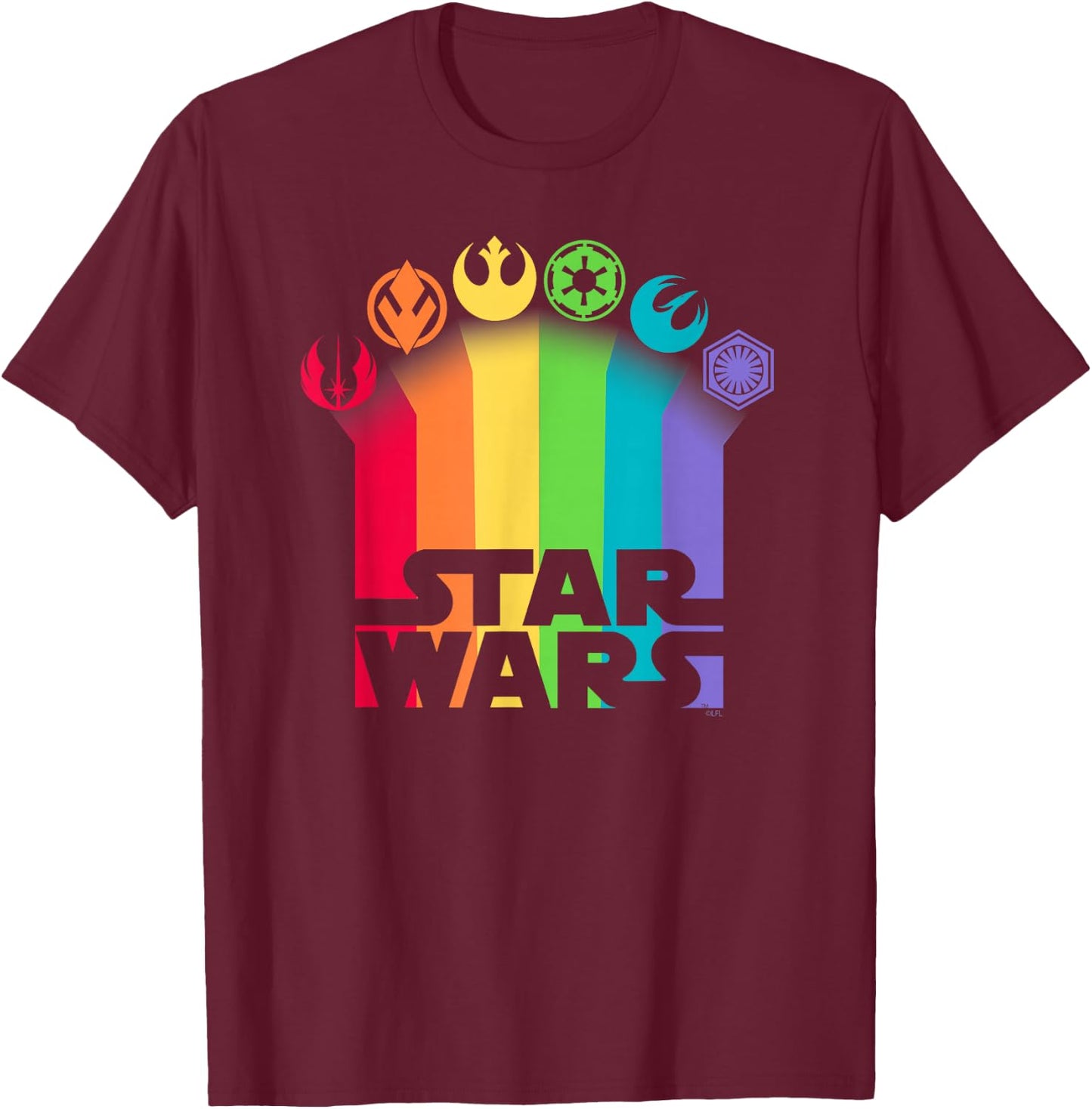 Star Wars Logo with Pride Icons T-Shirt - T-Shirt | Maroon