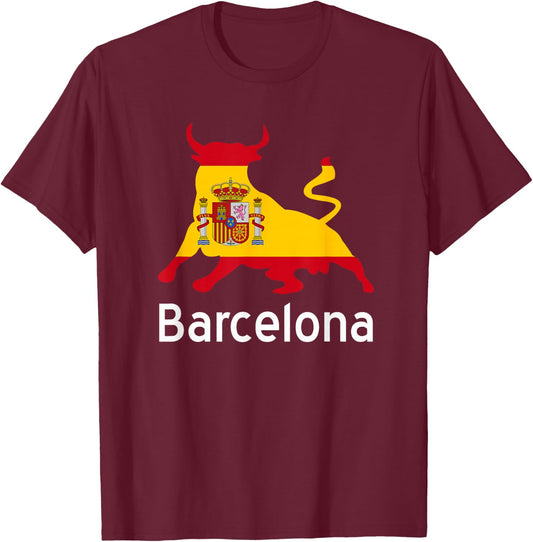 Barcelona Spain Spanish Bullfighting T-Shirt - T-Shirt | Maroon
