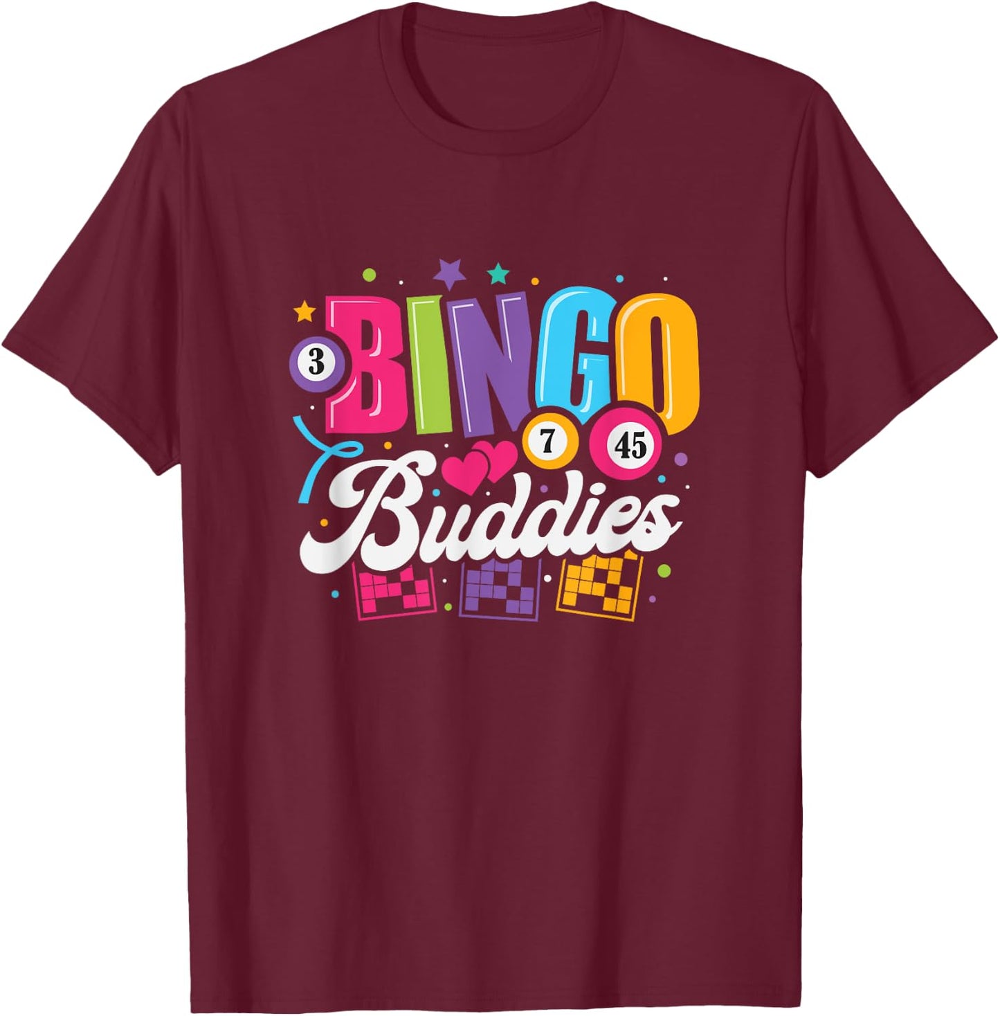 Bingo Buddies Shirt Lucky Game Players Funny Men Women Kids T-Shirt - T-Shirt | Maroon