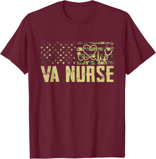 VA Nurse Camouflage USA Flag Patriotic Nurse Week Women Men