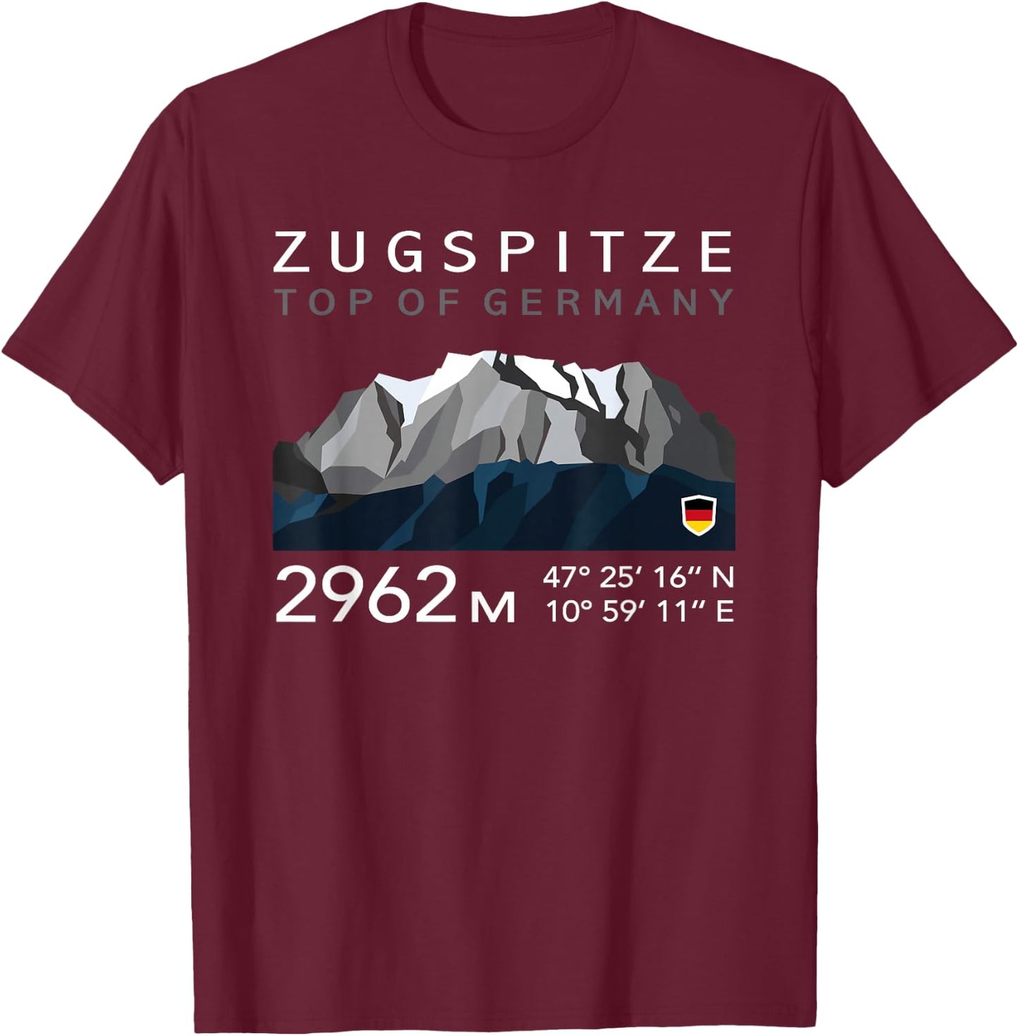 Germany Bavaria Zugspitze German Mountain Summit Souvenir T-Shirt - T-Shirt | Maroon