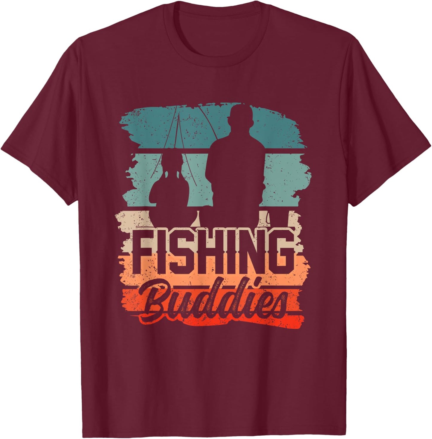 Fishing Buddies Fisher Buddy Fisherman T-Shirt - T-Shirt | Maroon