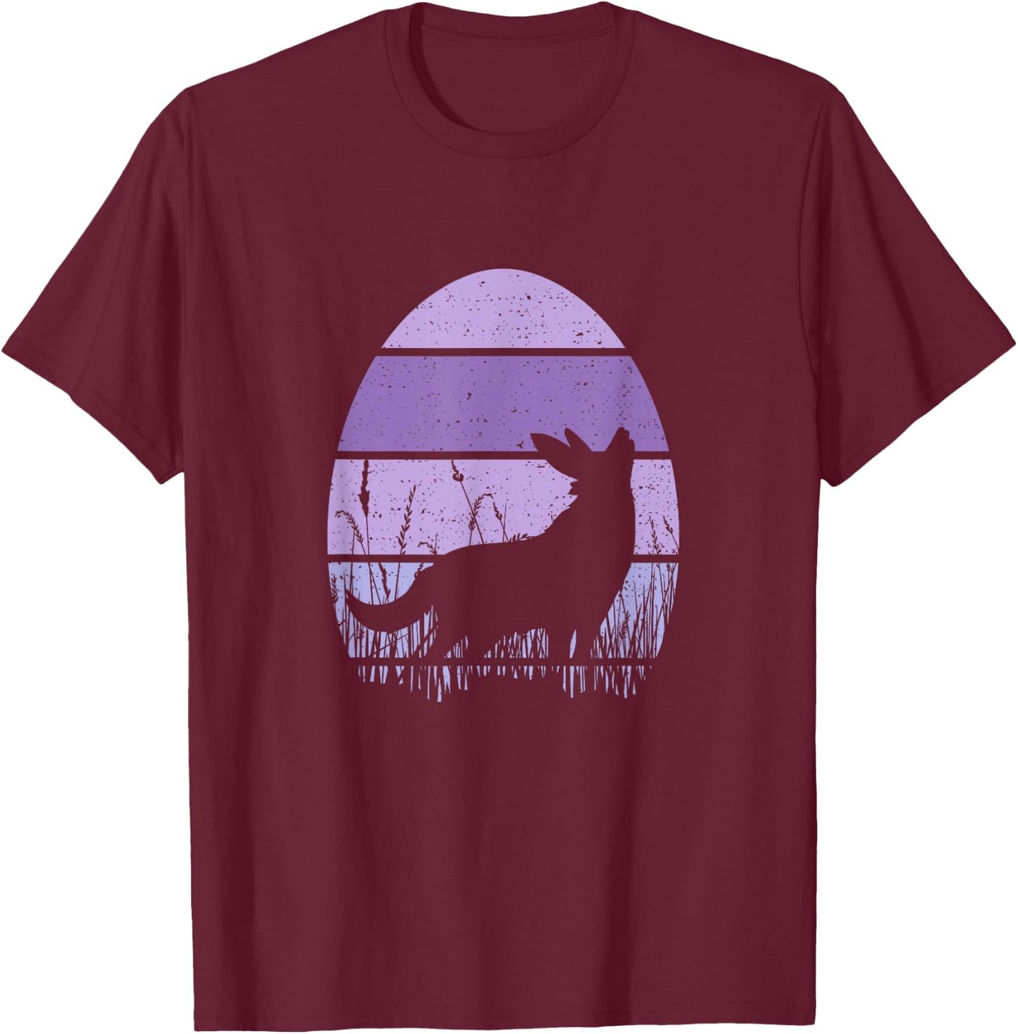 Easter Bunny Wolf Egg Purple Vintage Retro Love Wolves T-Shirt - T-Shirt | Maroon