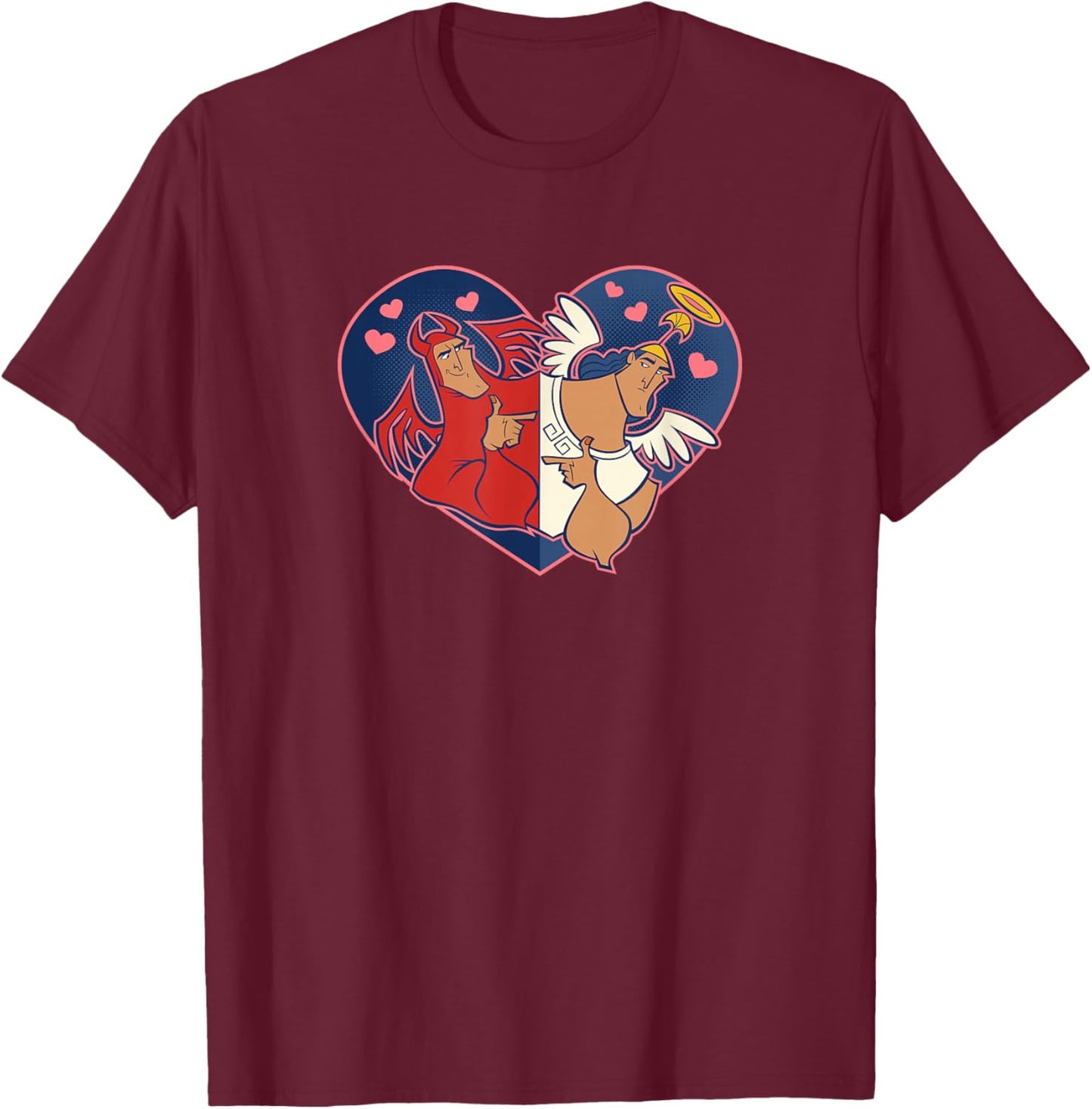 Disney Valentine's Emperor's New Groove Kronk Angel & Devil Small T-Shirt - T-Shirt | Maroon