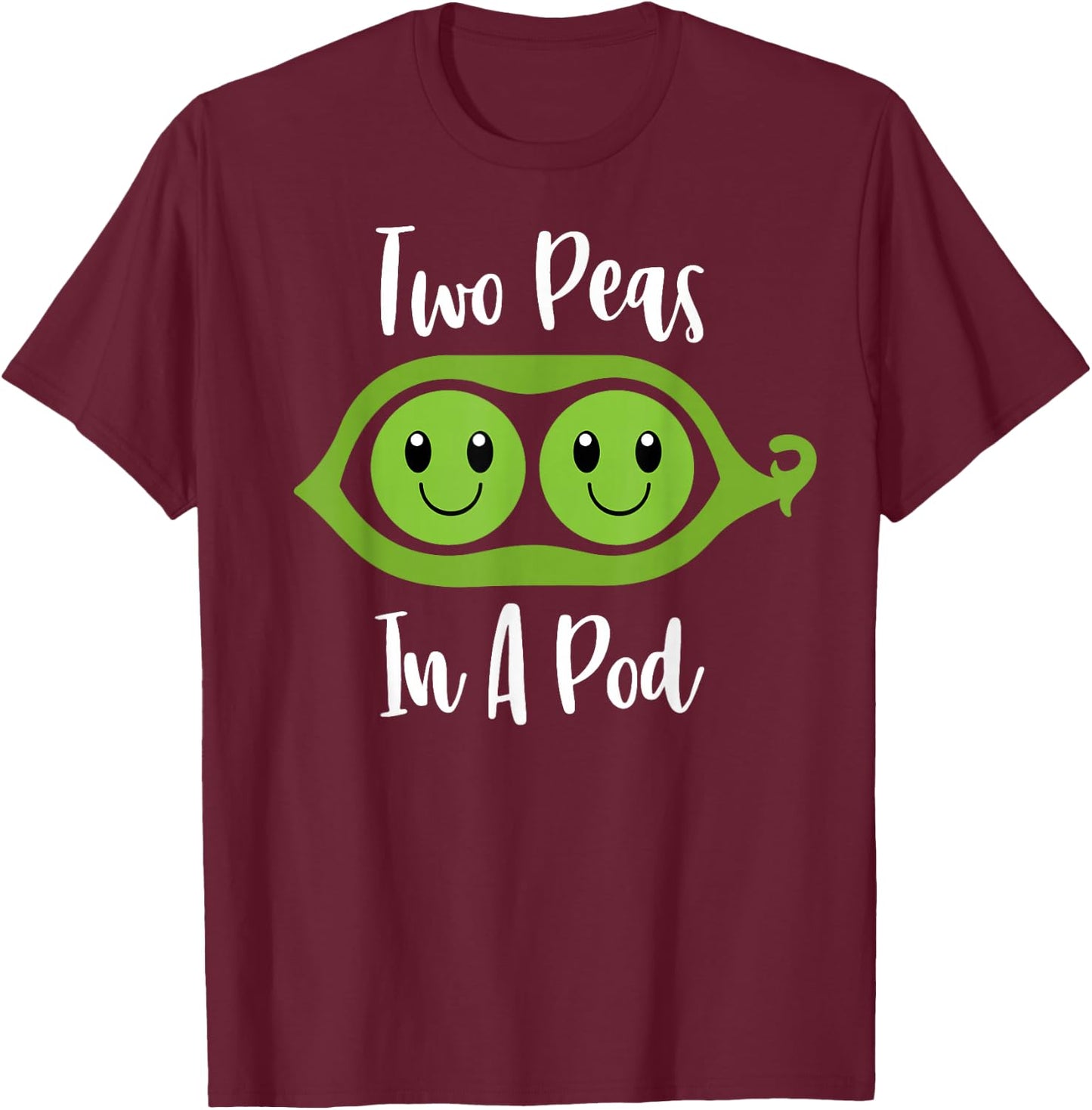 TWO PEAS IN A POD Cute Brother Sister Twins Couples Matching T-Shirt - T-Shirt | Maroon