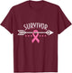 Survivor Pink Ribbon Breast Cancer Awareness Arrow T-Shirt - T-Shirt | Maroon