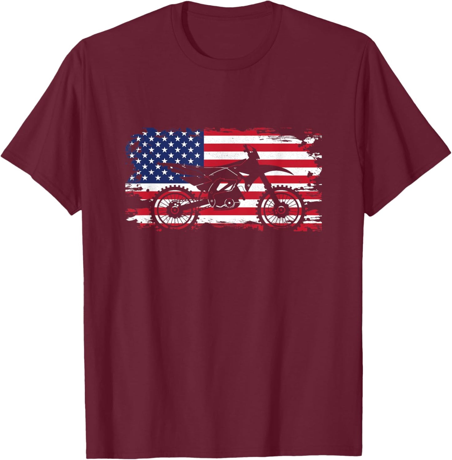 American Flag Motocross Apparel - Motocross Dirt Bike T-Shirt - T-Shirt | Maroon