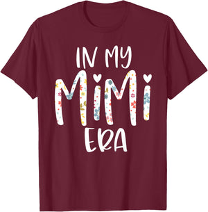 in My Mimi Era Flower Letter Floral for Mimi T-Shirt - T-Shirt | Maroon