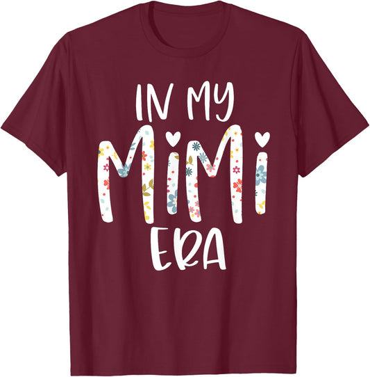 in My Mimi Era Flower Letter Floral for Mimi T-Shirt - T-Shirt | Maroon