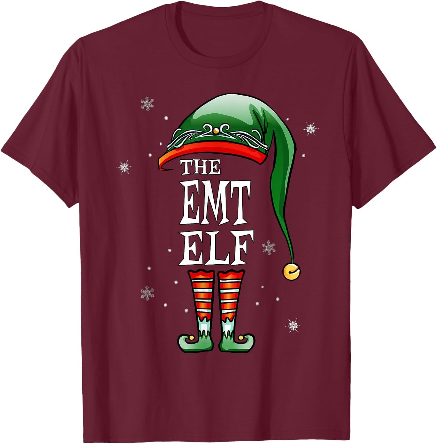 Matching Family Funny The Emt Elf Christmas T-Shirt - T-Shirt | Maroon