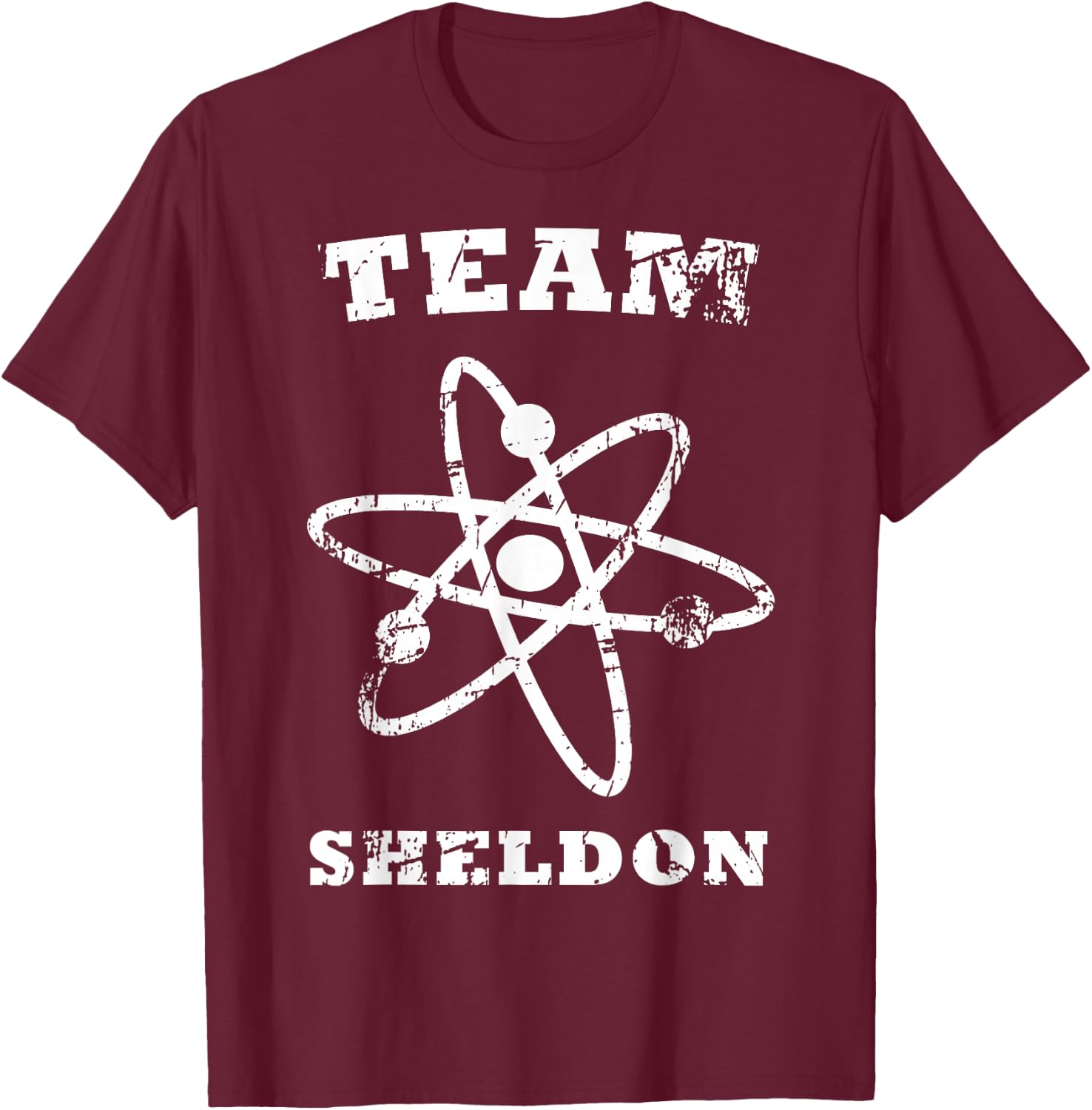 The Big Bang Theory Logo Team Sheldon Atom T-Shirt - T-Shirt | Maroon