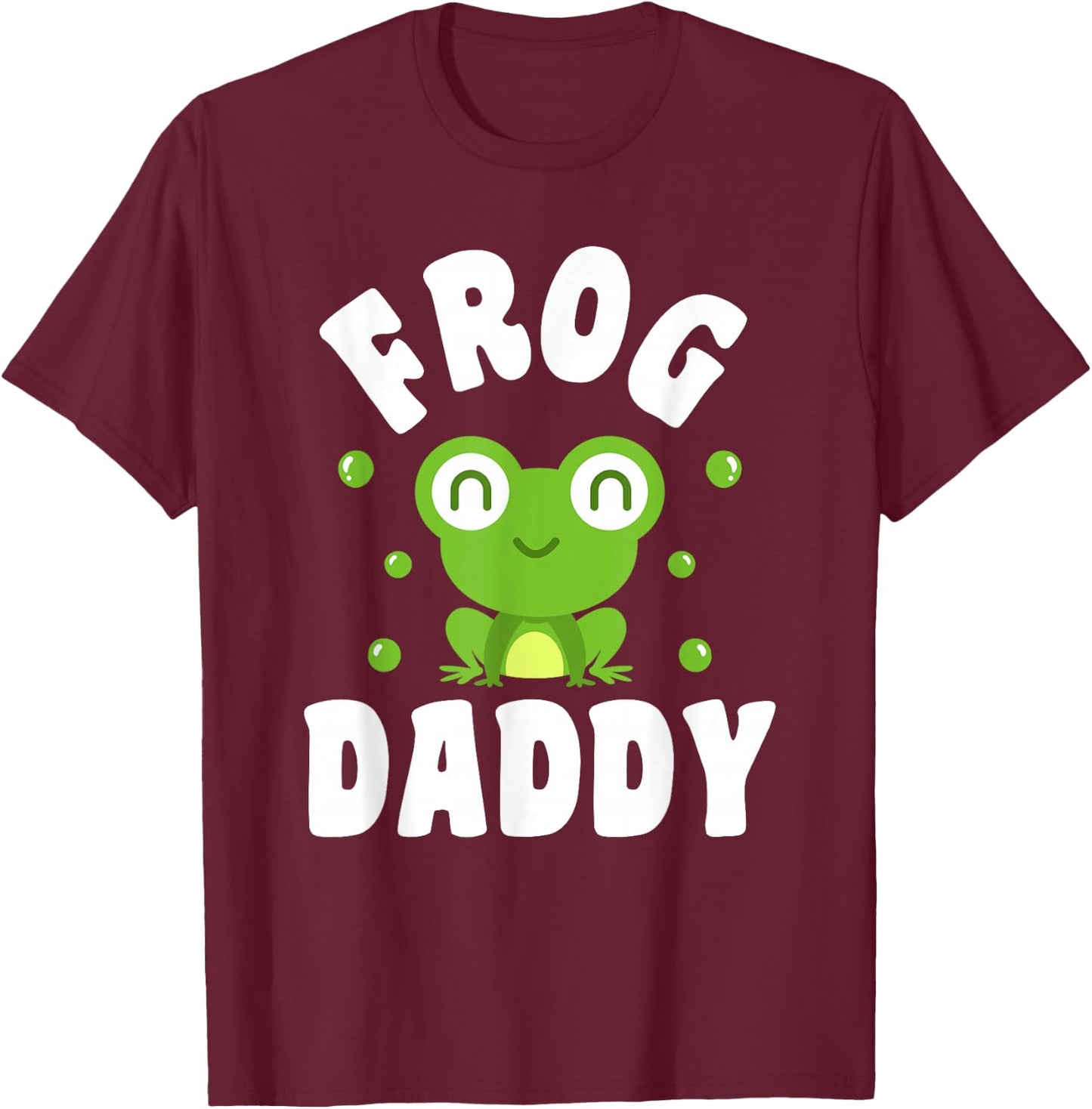 Cute Frog Daddy Cartoon Design T-Shirt - T-Shirt | Maroon