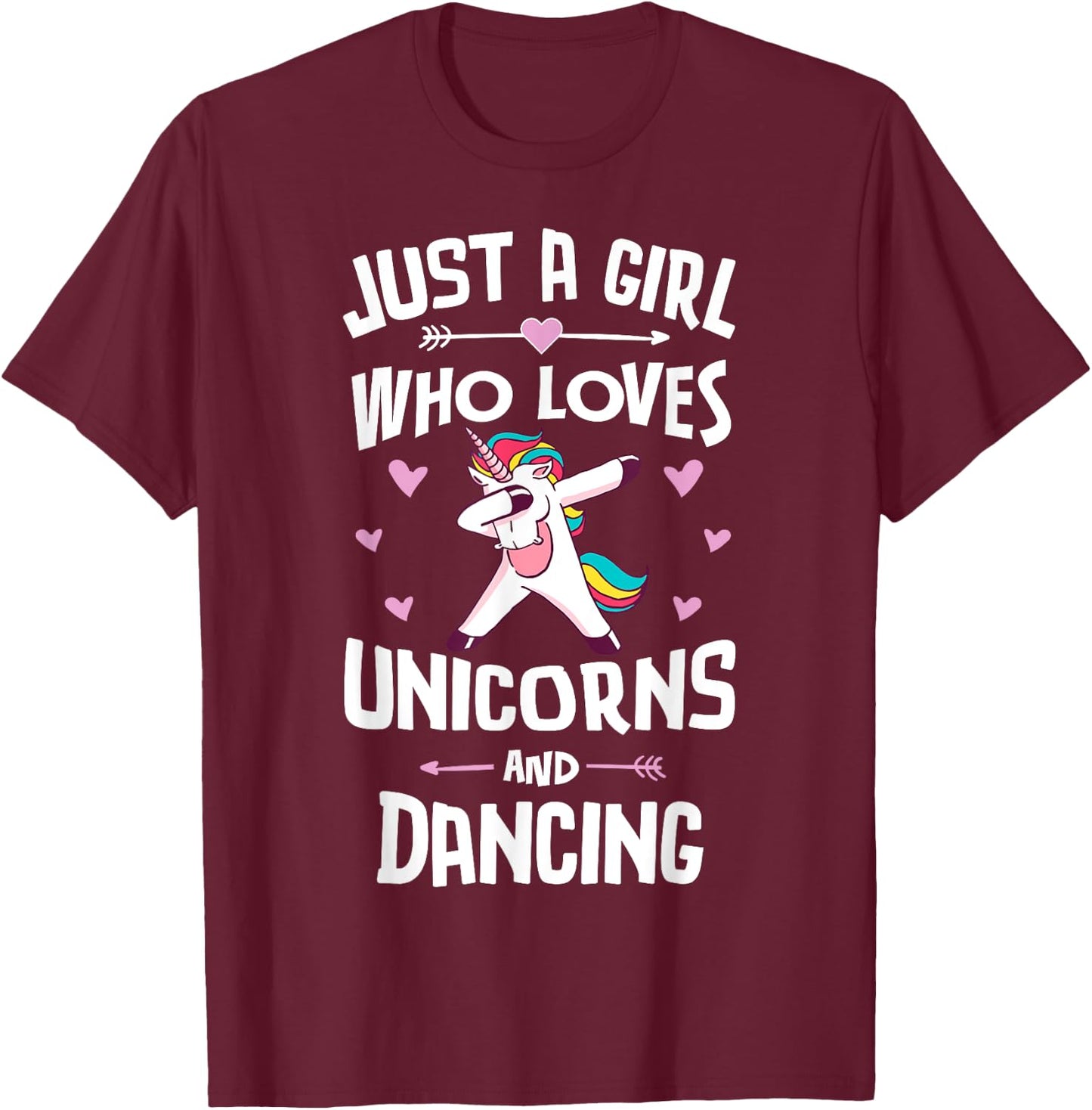 Just A Girl Who Loves Unicorns And Dancing Gift Women T-Shirt - T-Shirt | Maroon