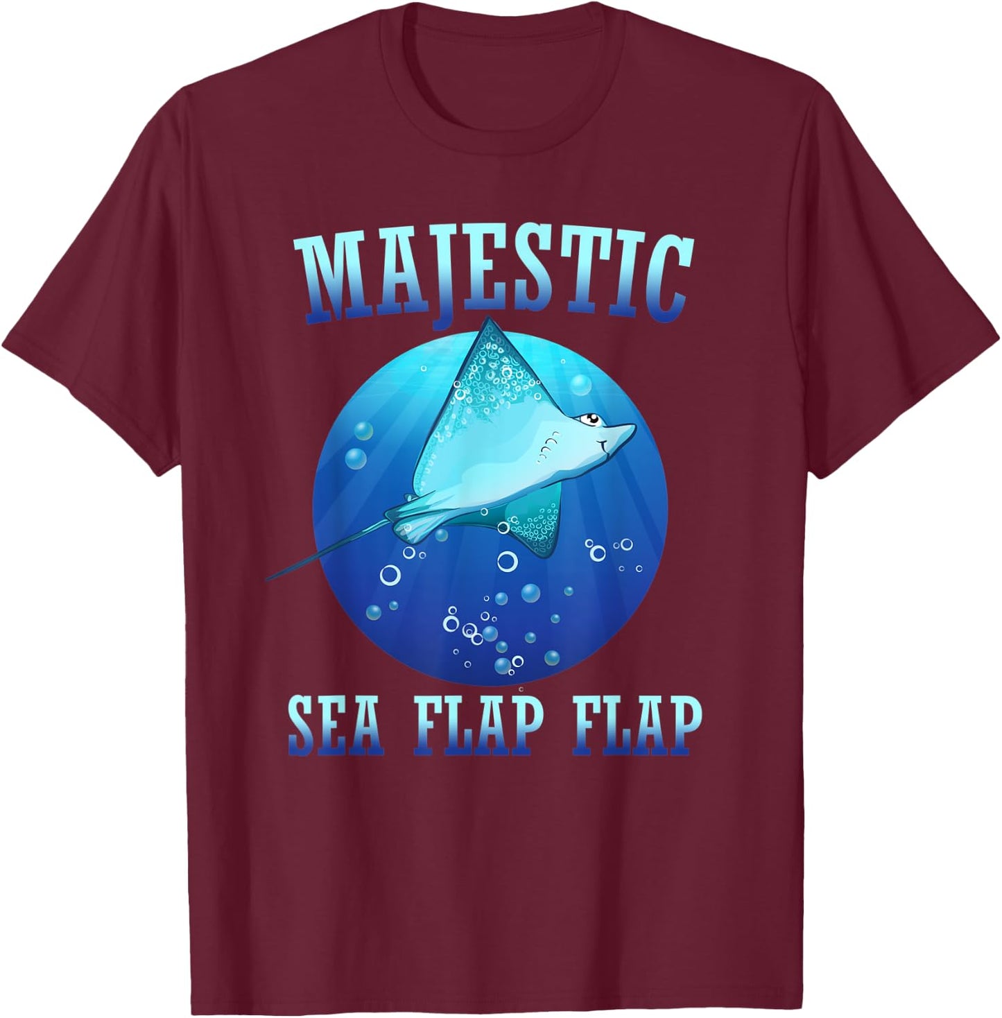 Majestic Sea Flap Flap Stingray T-Shirt - T-Shirt | Maroon
