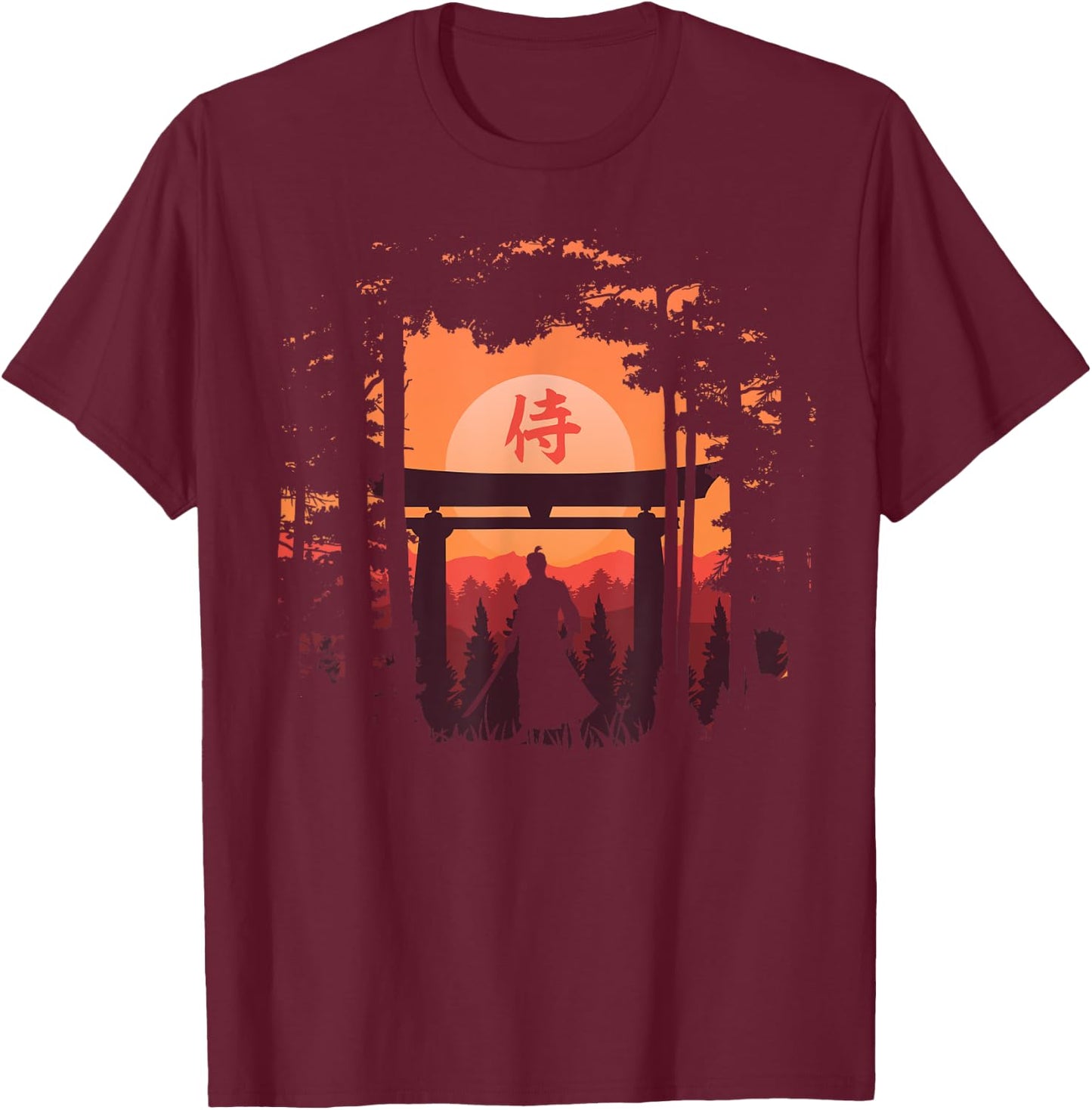 Japanese Samurai Warrior Japanese Swordmen T-Shirt - T-Shirt | Maroon