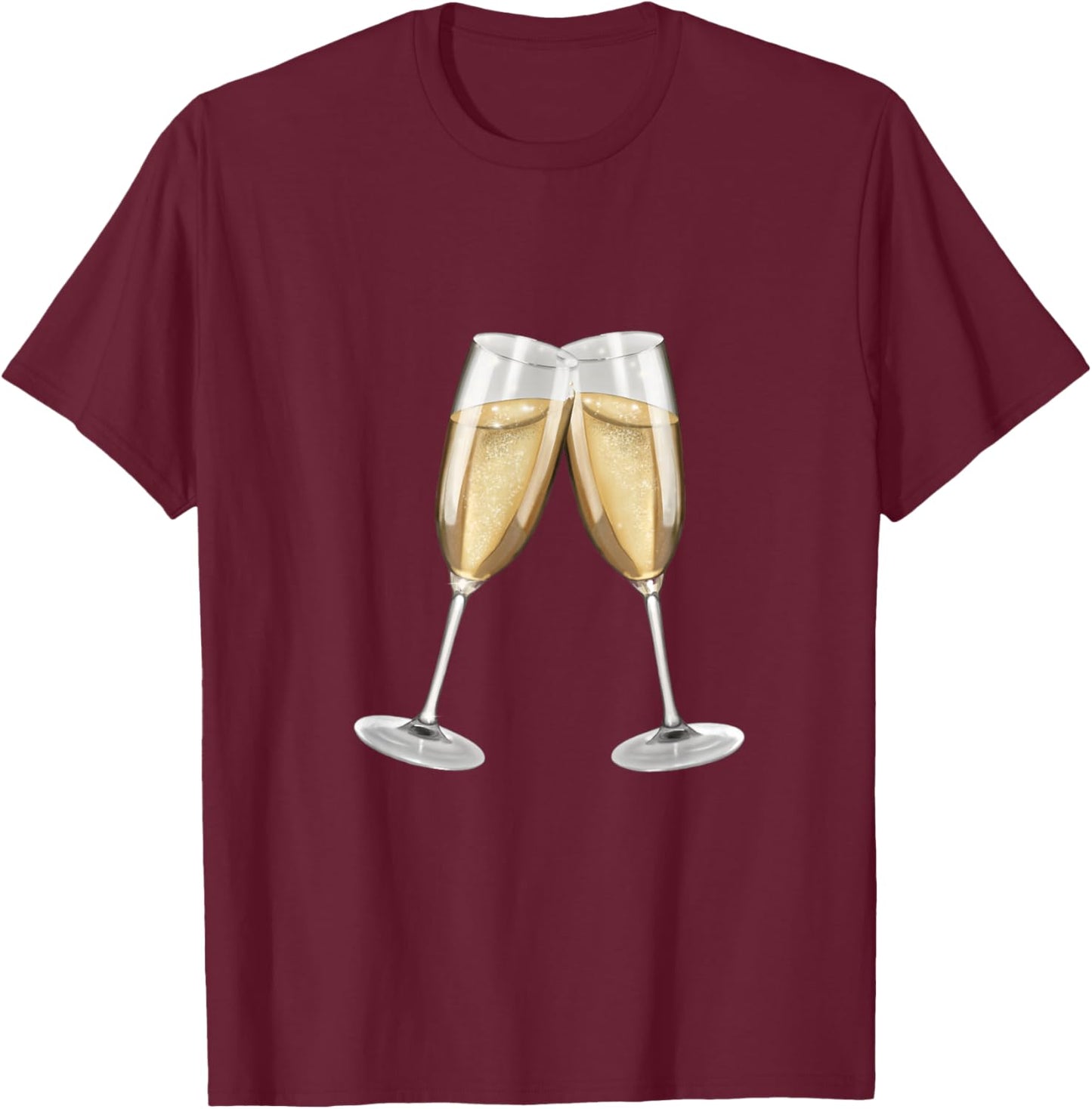 Sparkling Wine Glasses Toast (D010-0645B) T-Shirt - T-Shirt | Maroon