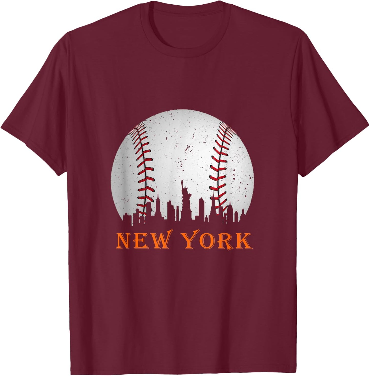 New York NY Skyline Baseball Vintage Met At Gameday T-Shirt - T-Shirt | Maroon