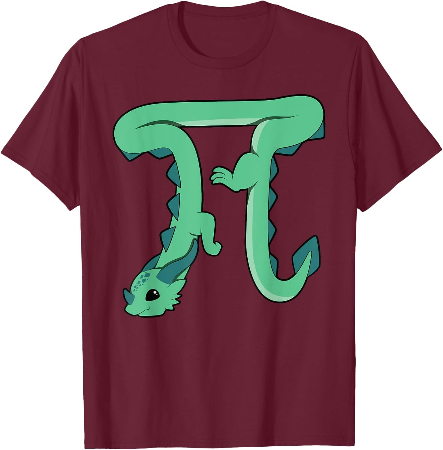 Dragon In The Shape Of Pi Math Teacher Women Girls Kids T-Shirt - T-Shirt | Maroon