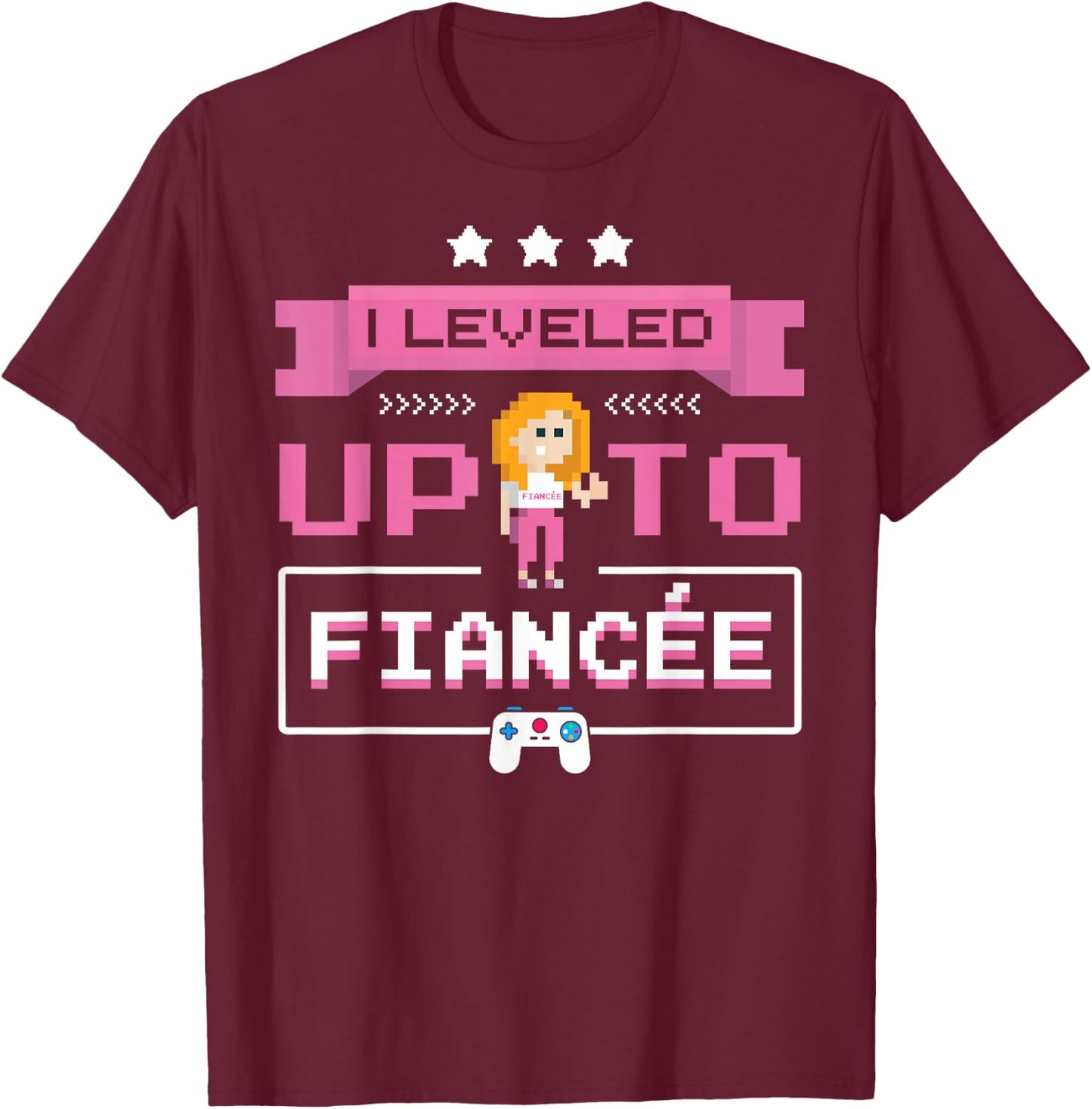 Engaged Couple Gaming Engagement Gamer Girlfriend Fiancee T-Shirt - T-Shirt | Maroon