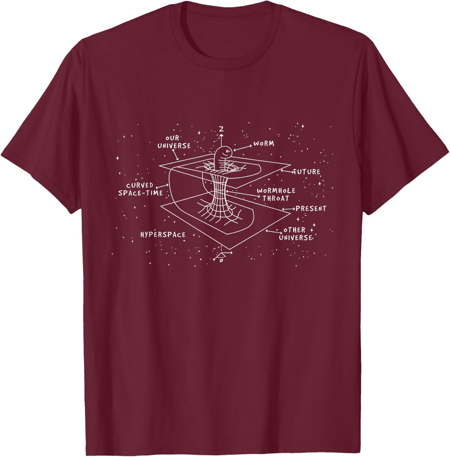 Astrophysics Gift - Time Curve Physics Worm Hole T-Shirt - T-Shirt | Maroon