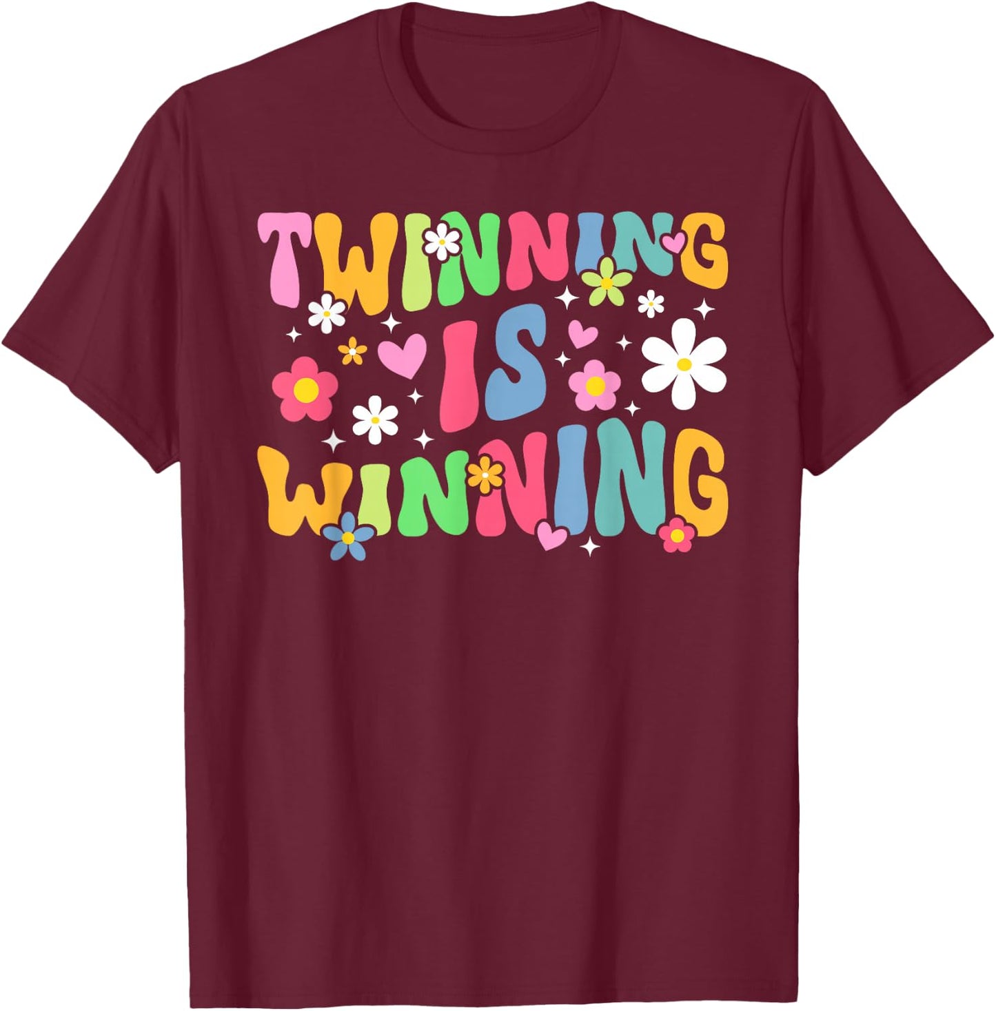 Twinning is Winning Twin Day Spirit Week Best Friend T-Shirt - T-Shirt | Maroon
