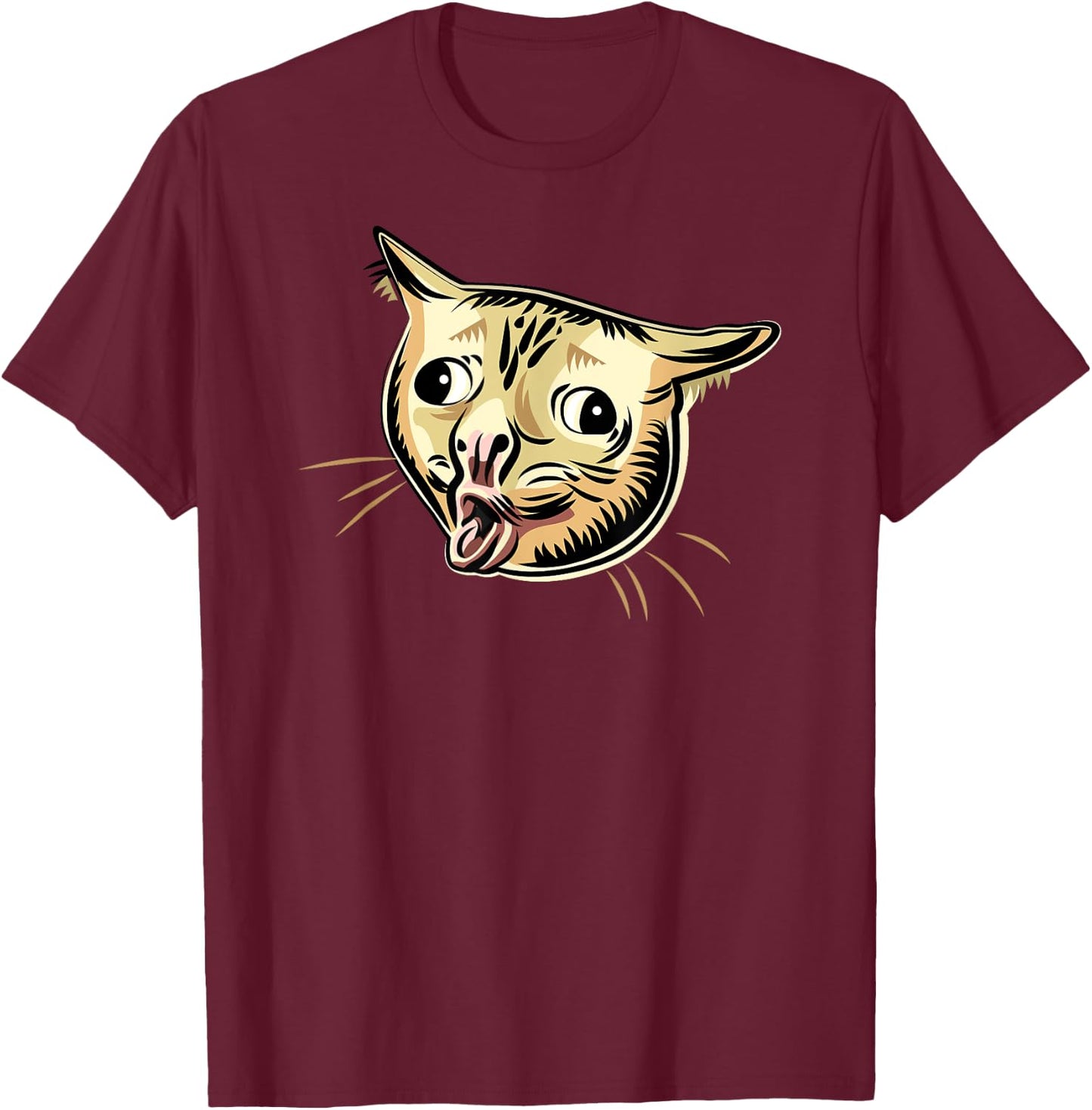 Coughing Cat Funny Cat Meme Graphic T-Shirt - T-Shirt | Maroon