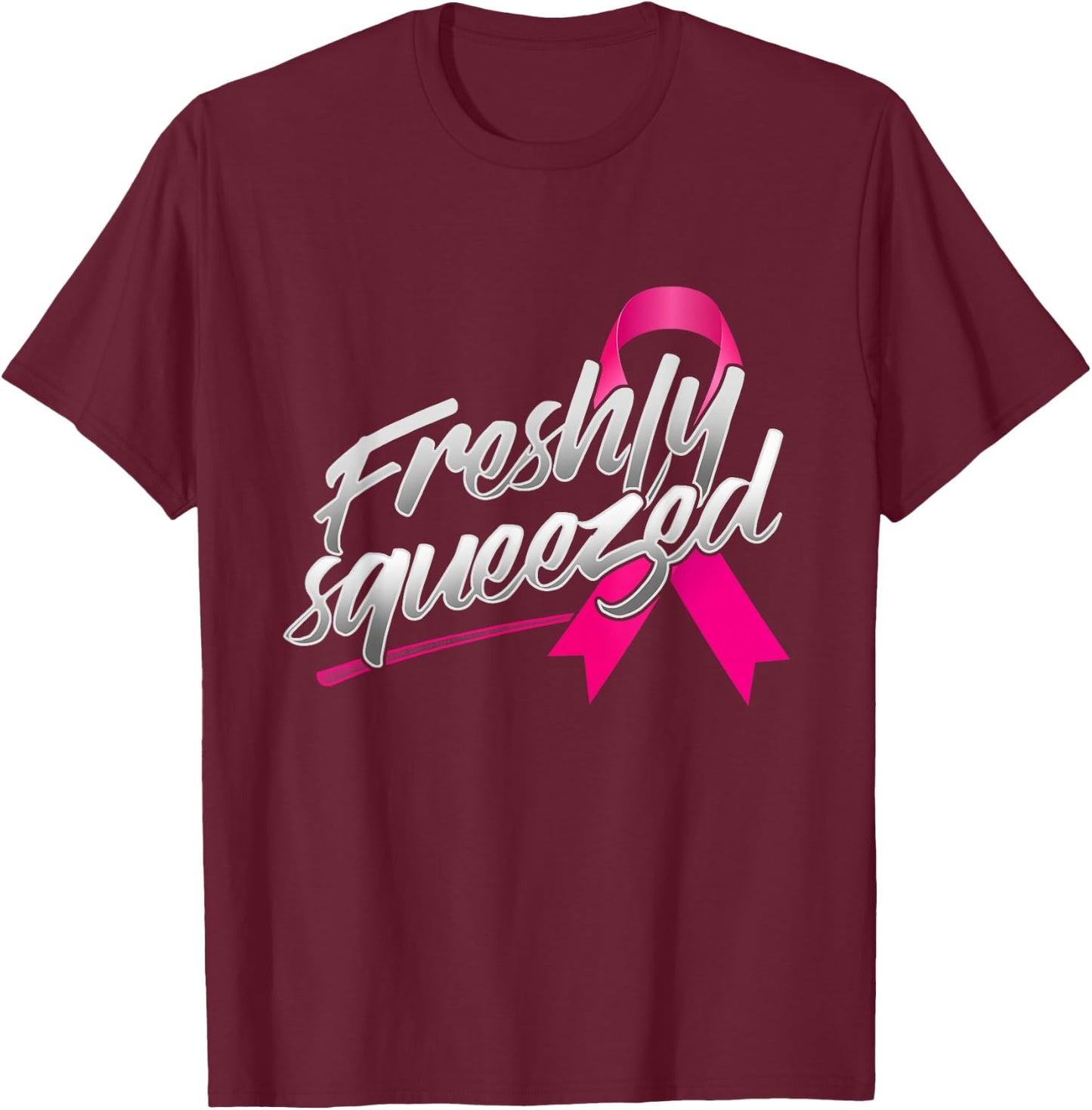 Breast Cancer Awareness Funny Gift Mammogram Pink Ribbon T-Shirt - T-Shirt | Maroon