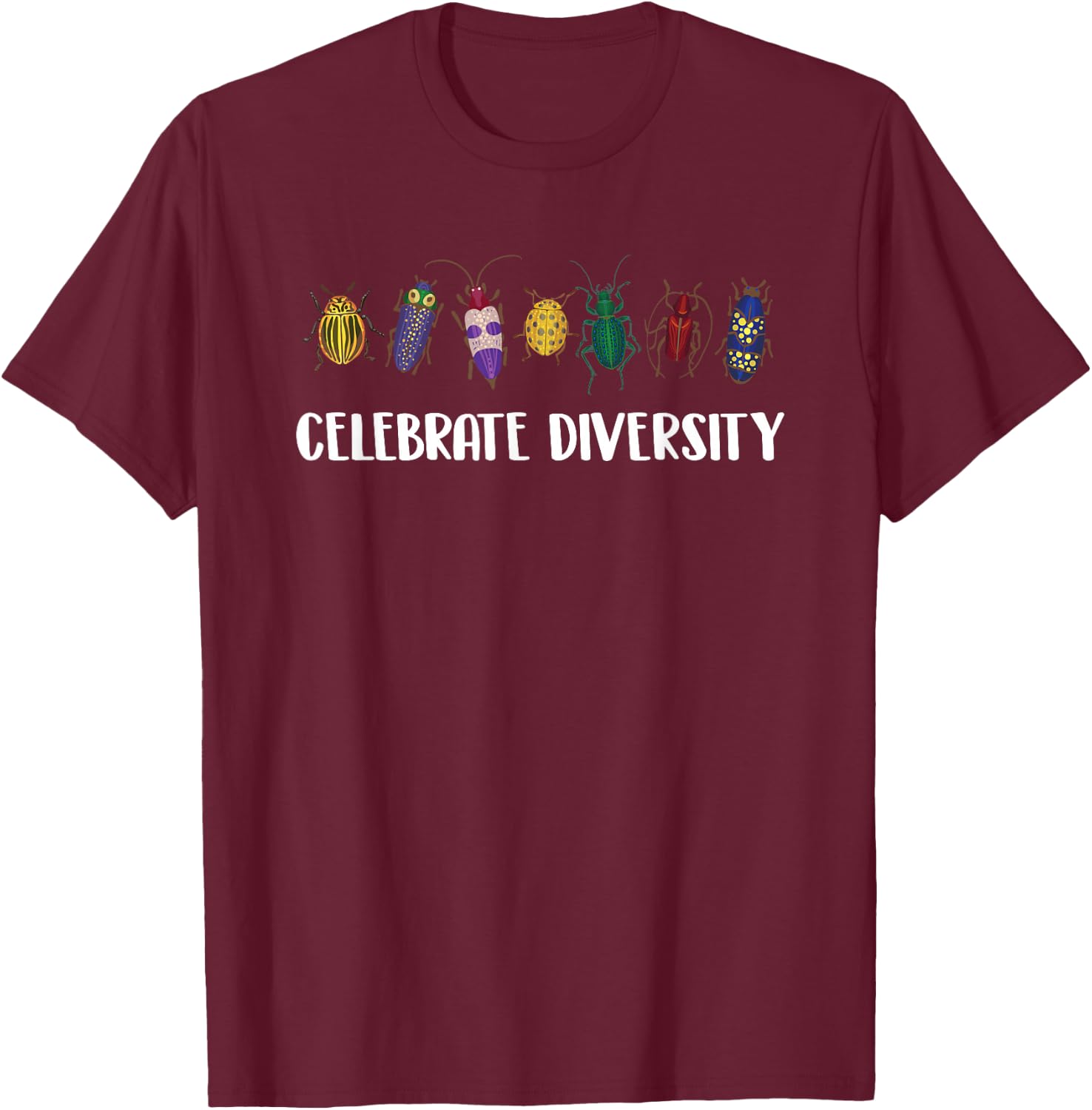 Funny Entomology Shirts Celebrate Diversity -Adults Insect Collector Black, Multicolor Small T-Shirt - T-Shirt | Maroon