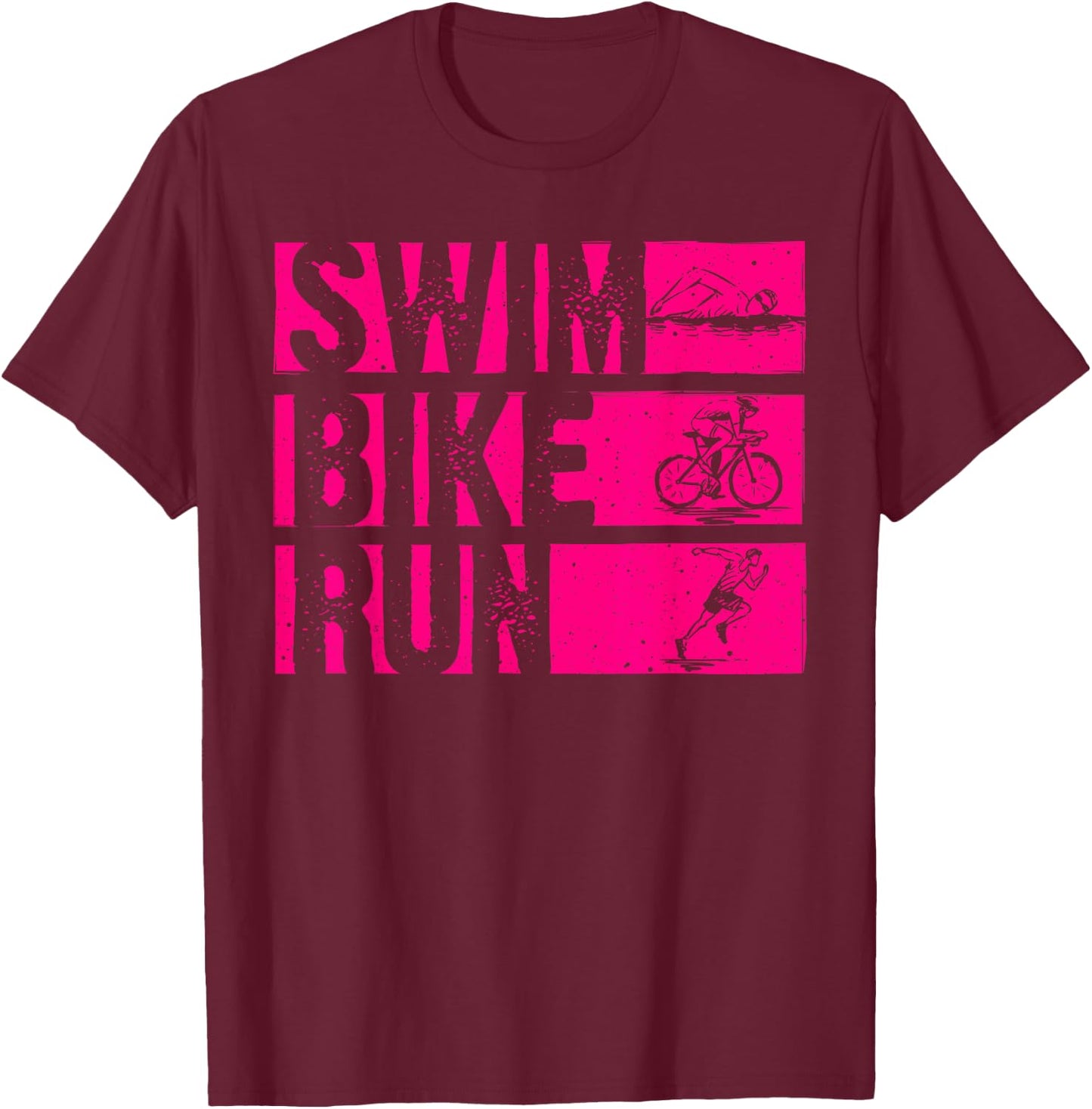 Funny Triathlon Swim Bike Run Design Men Women Triathletes T-Shirt - T-Shirt | Maroon