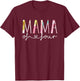 Mama of Four Cute Floral Design Mom of 4 Mother Of 4 T-Shirt - T-Shirt | Maroon