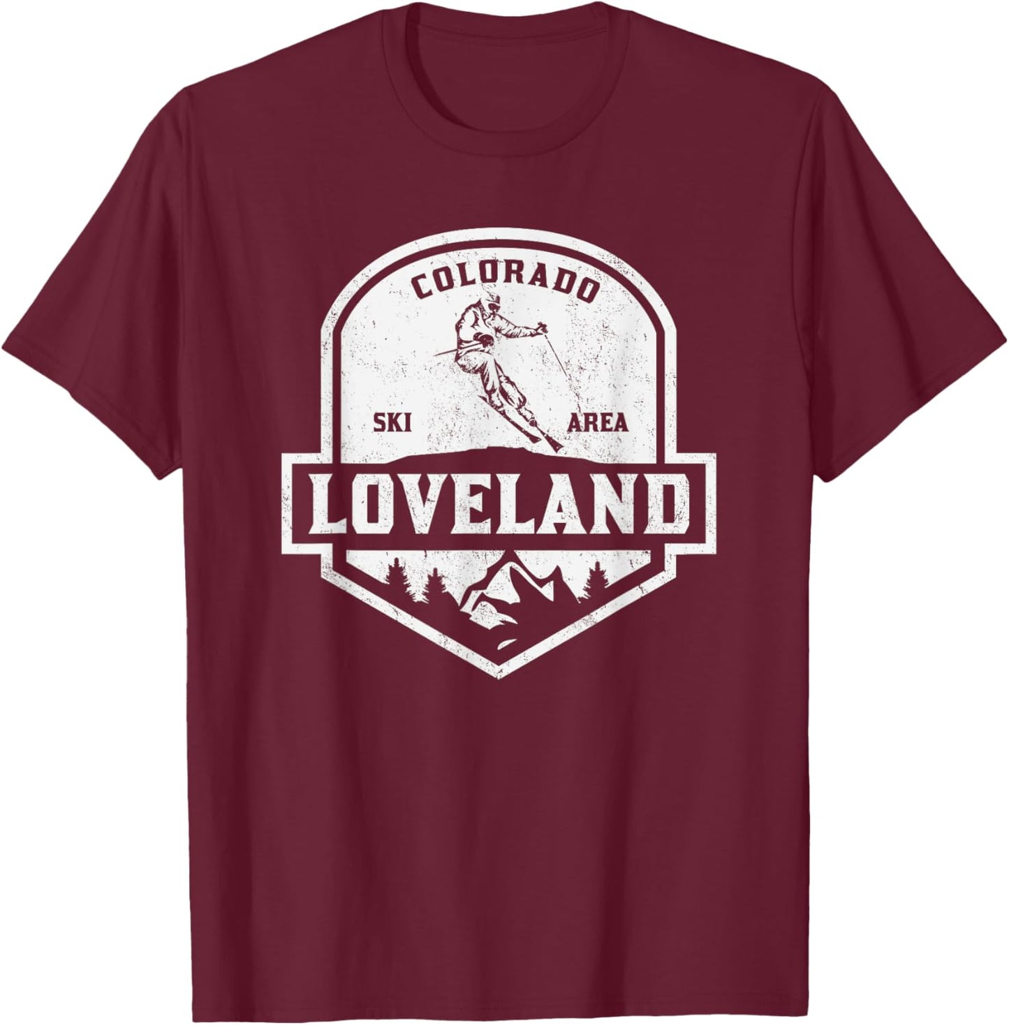 Loveland Colorado Ski Area T-Shirt - T-Shirt | Maroon