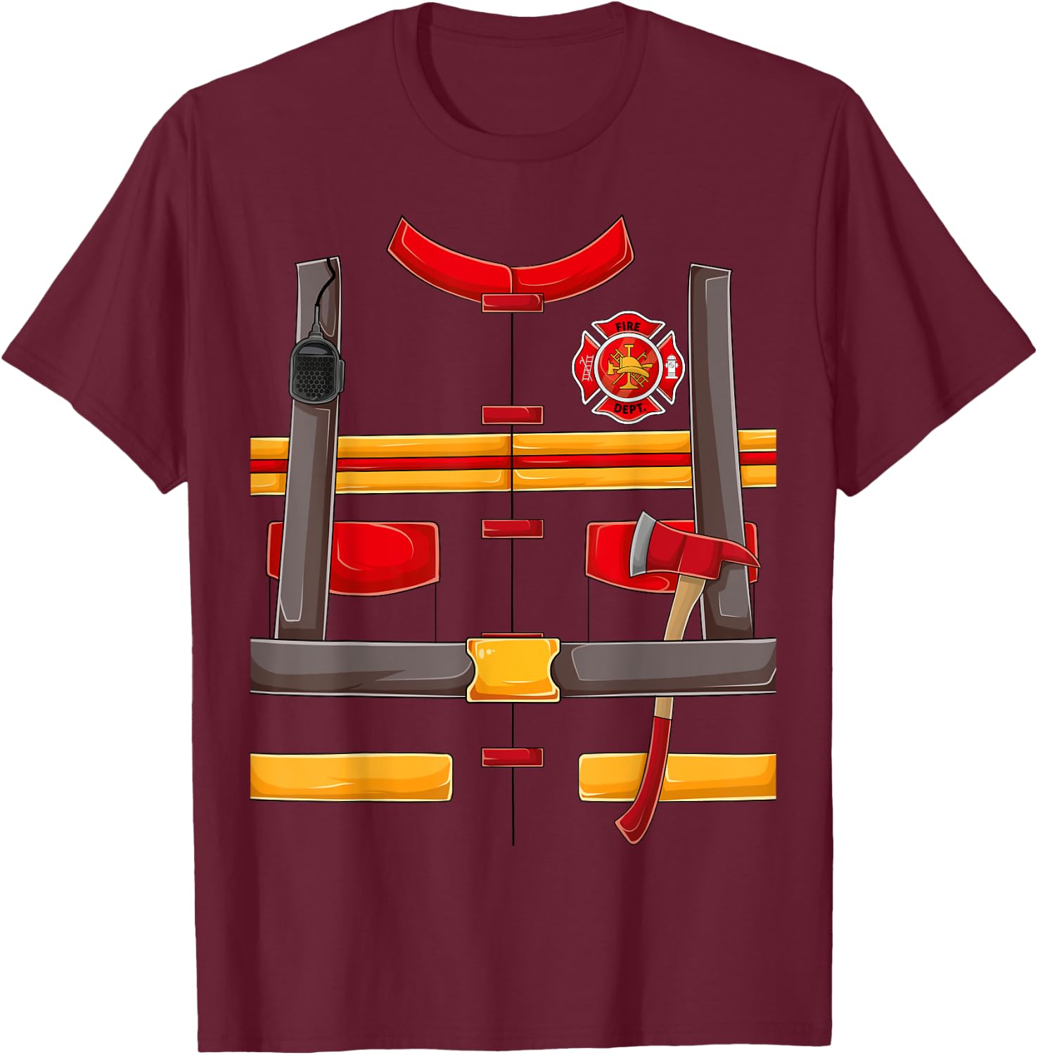 Firefighter Fireman Halloween Costume for Boys kids men DIY T-Shirt - T-Shirt | Maroon