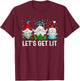 Let's Get Lit Funny Gnome Christmas Drinking Xmas Lights T-Shirt - T-Shirt | Maroon