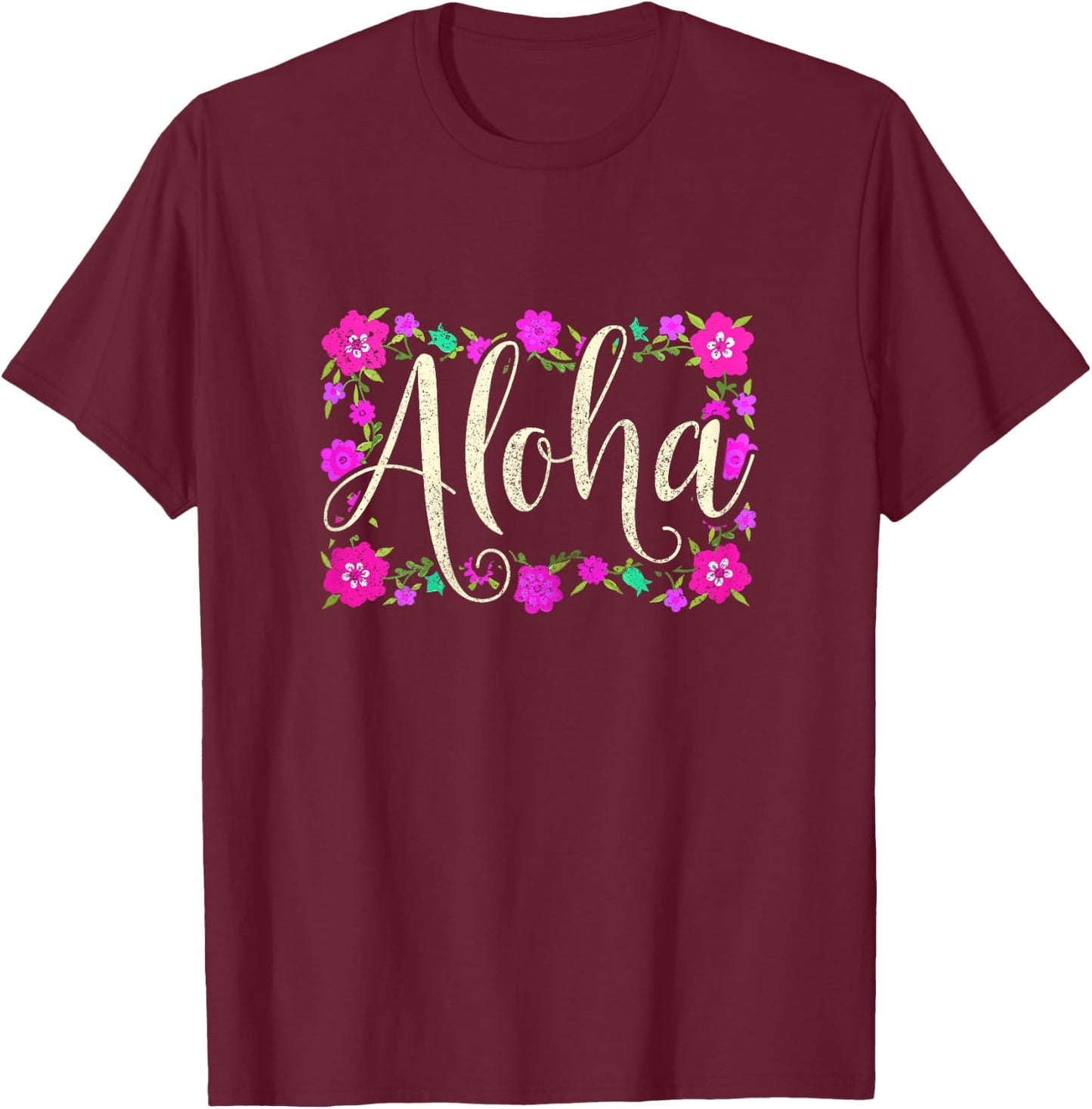 Aloha Hawaiian Flowers Flower Surfer Vintage Hawaii T-Shirt - T-Shirt | Maroon