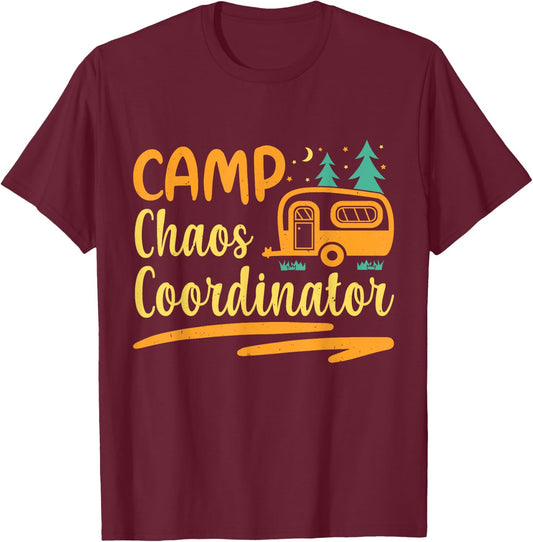 Vintage Camp Chaos Coordinator Funny Camp Counselor T-Shirt - T-Shirt | Maroon