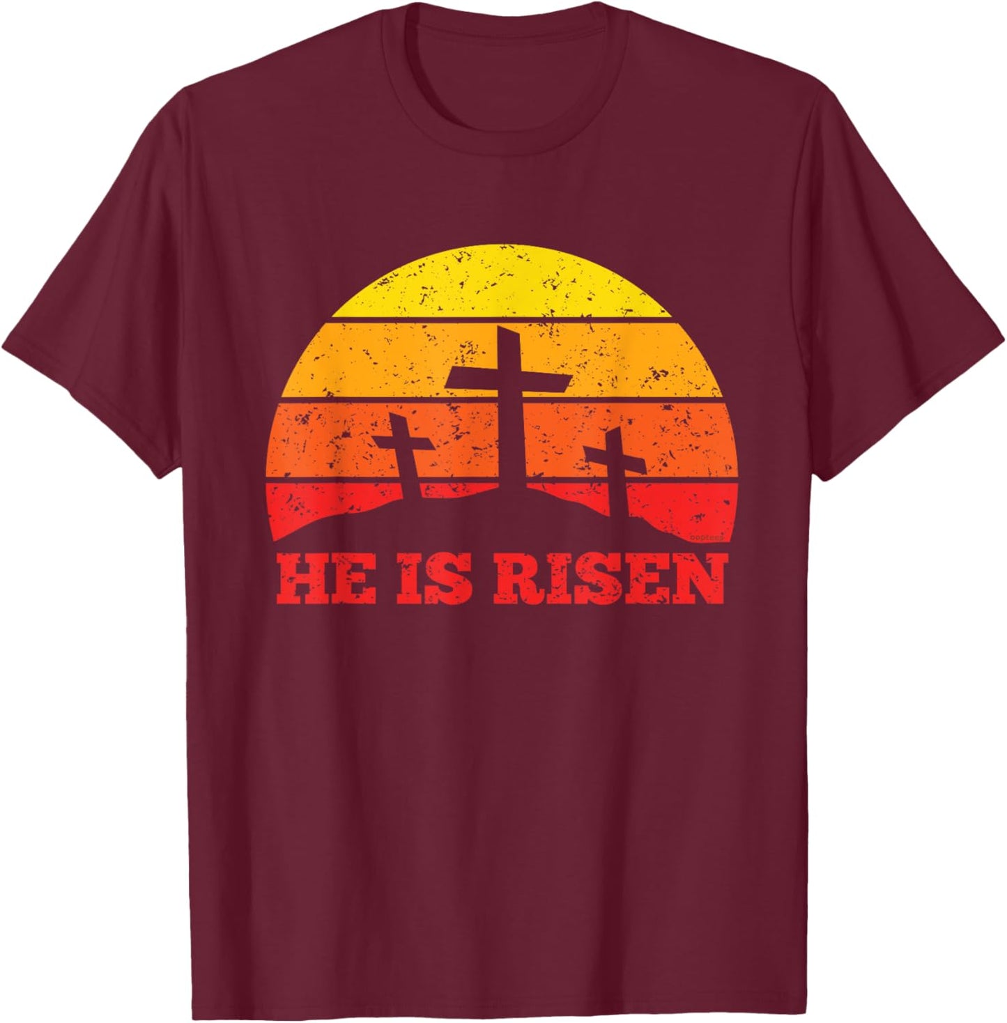 He Is Risen Easter Sunset Jesus Christ Is Risen Resurrection T-Shirt - T-Shirt | Maroon