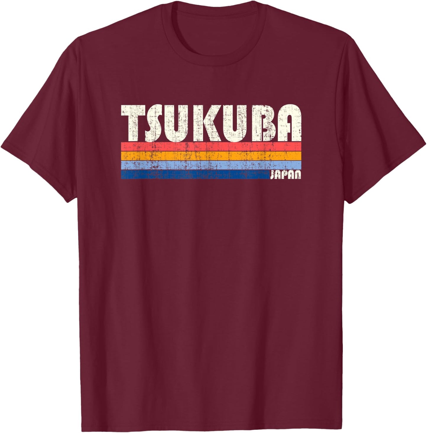 Retro Vintage 70s 80s Style Tsukuba, Japan T-Shirt - T-Shirt | Maroon