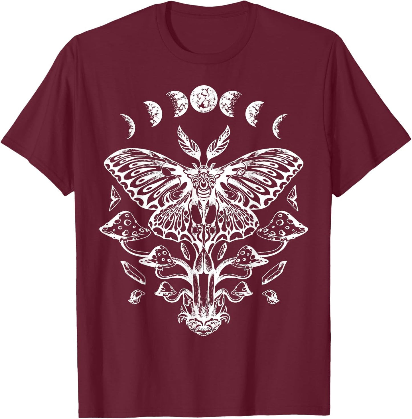 Moth Moon Phases Tarot Butterfly T-Shirt - T-Shirt | Maroon