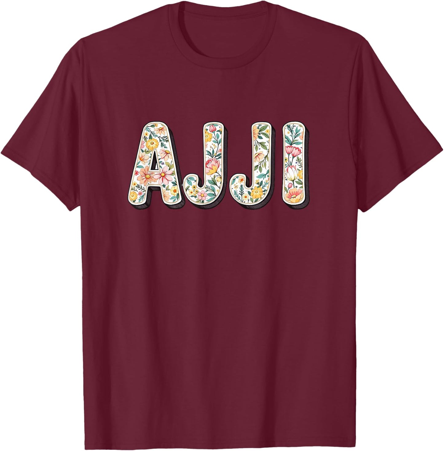 Wildflowers Ajji Floral Mother's Day Ajji T-Shirt - T-Shirt | Maroon