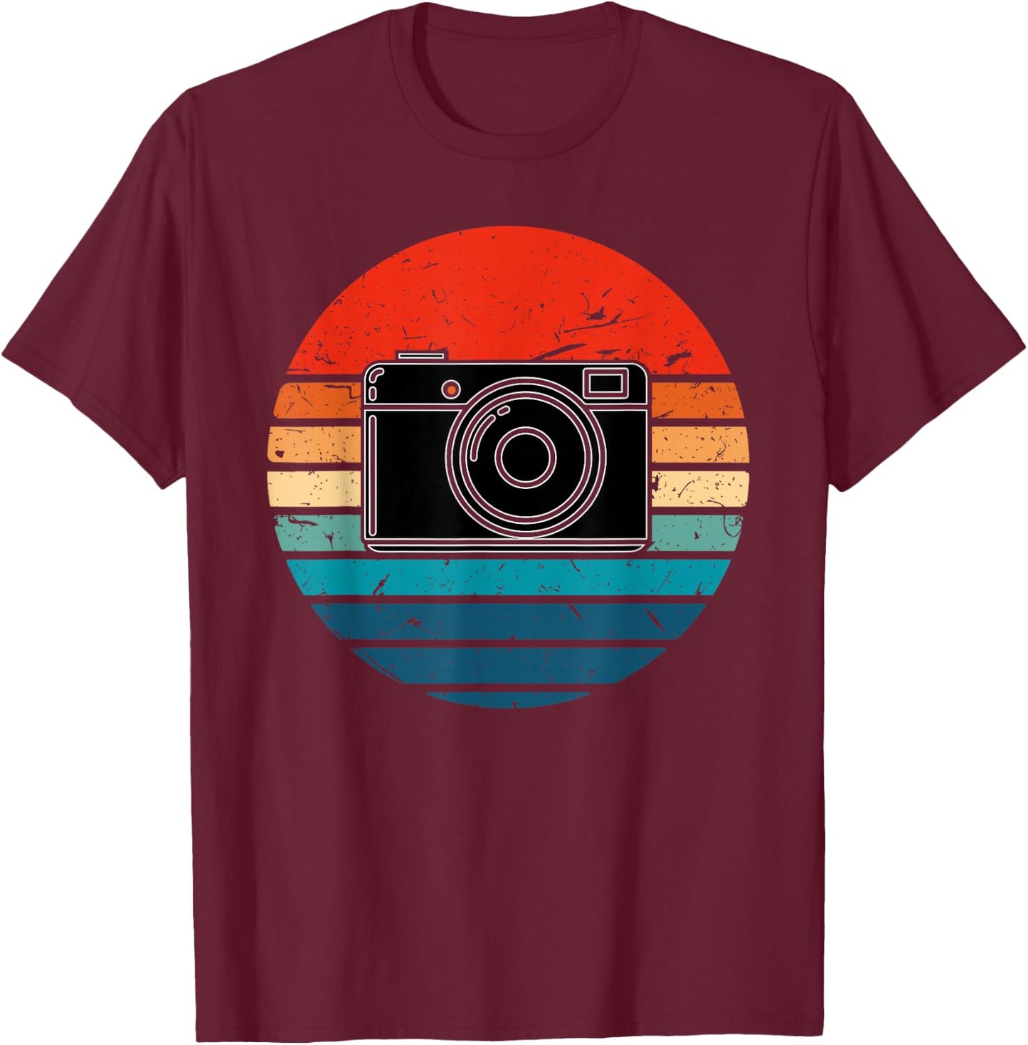Photographer Shirt - Vintage Retro Design Camera T-Shirt - T-Shirt | Maroon