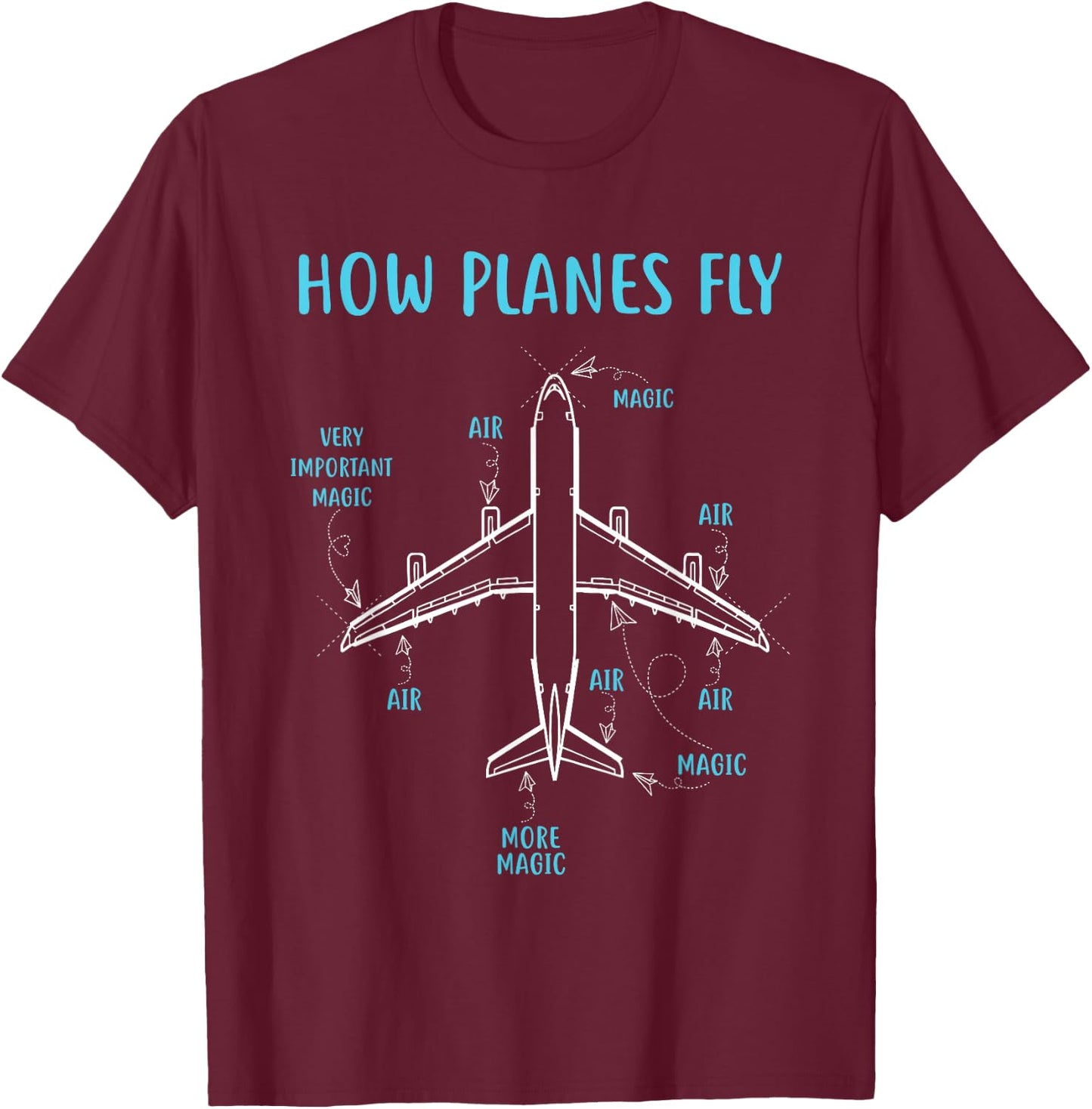 How Planes Fly Funny Aviation Engineer Pilot Airplane T-Shirt - T-Shirt | Maroon