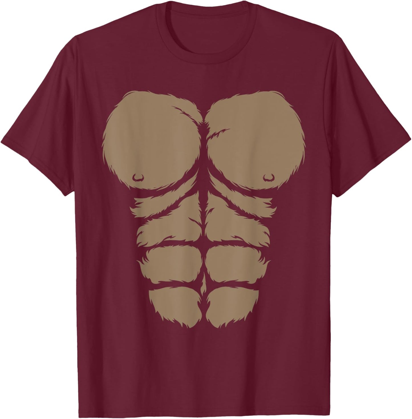 Halloween Gorilla Chest Costume Cute Monkey Muscles Abs T-Shirt - T-Shirt | Maroon