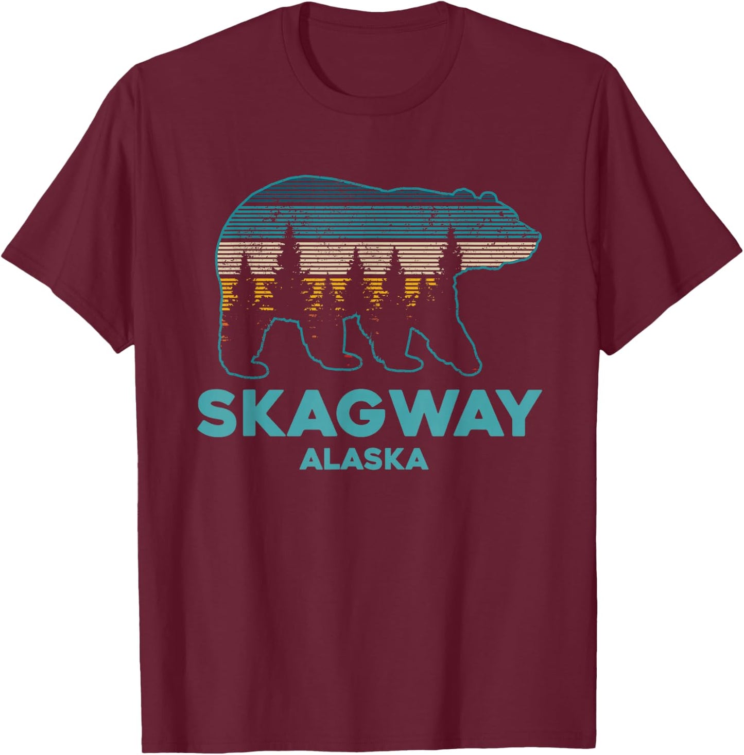 Skagway Alaska Grizzly Bear Souvenir T-Shirt - T-Shirt | Maroon